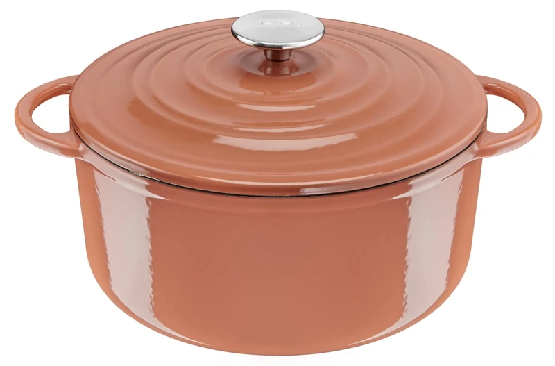 Tefal LOV Enamelled Cast Iron Casserole Dish with Lid, 25cm, 5.0L, Dutch Oven, All Hob Types, Cast Iron Pot, Cooking Pots, Dishwasher safe, Terracotta, E2600404