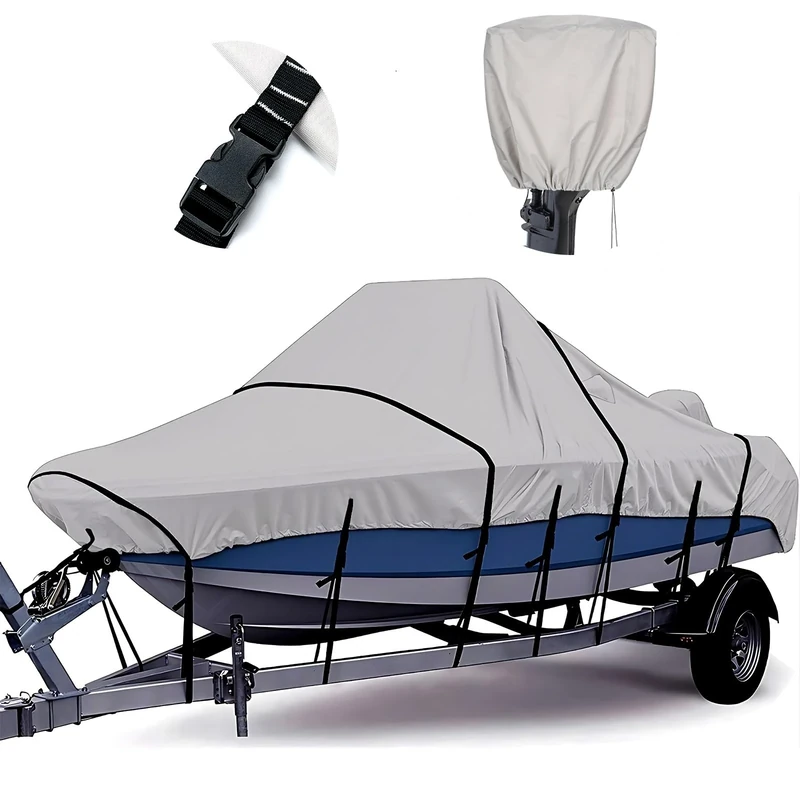 Tuszom Waterproof Center Console Boat Cover, Heavy Duty 800D Marine Grade Polyester Canvas Center Console Cover