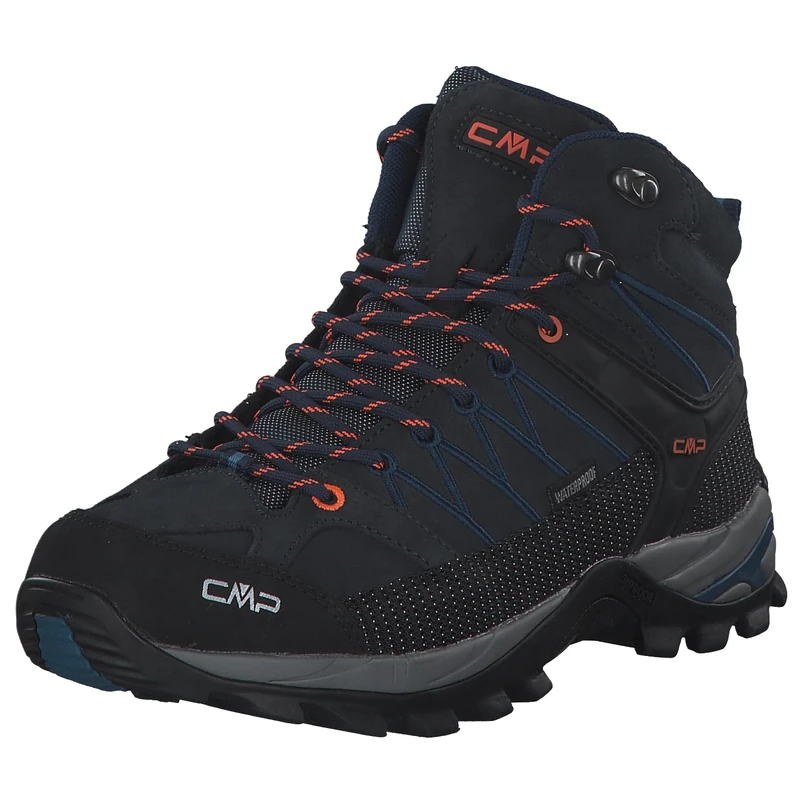 CMP Rigel Mid Trekking Shoes Wp B.Blue-Flash Orange UK 9.5