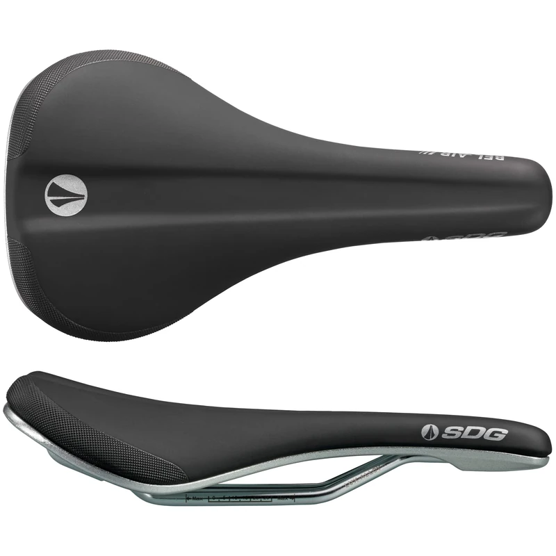 SDG Bel-Air V3 Galaxic Bike Saddle – Black Microfibre Top/Silver Base | Lightweight MTB, Trail & Gravel Comfort Seat with Cut-Out & Lux-Alloy Rails