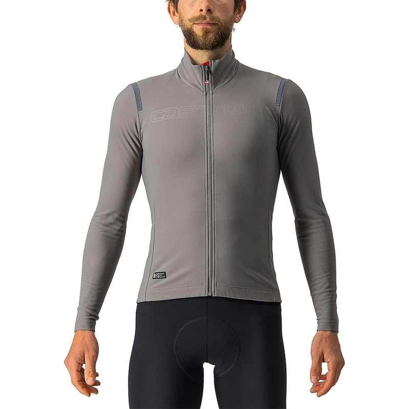 Castelli All Nano ROS Jersey Long Sleeve Stretch Cycling Jersey, Nickel Gray, XS
