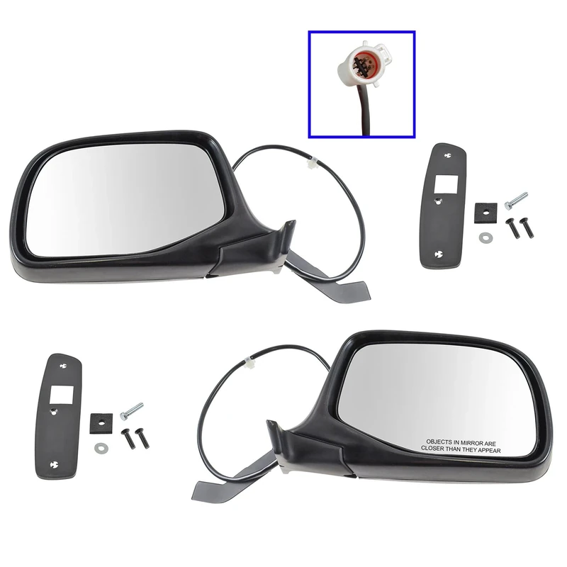 TRQ Driver & Passenger Side Mirror Set Power with Textured Housing Compatible with 1992-1996 Ford Bronco 1992-1997 F-150 F-250 1997 F-250 HD F-350 FO1320124 FO1321124