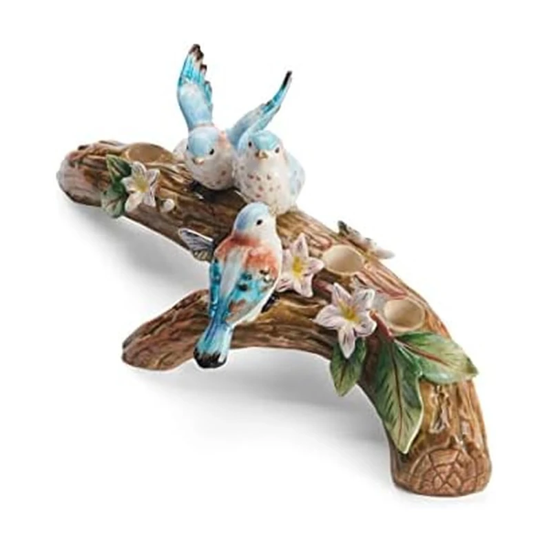 Fitz and Floyd Toulouse Bird Candlestick Holder, 16 Inch, Blue