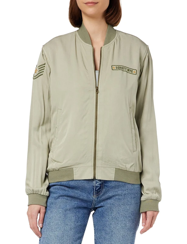 Schott NYC JKTCALIPSOW Women's Jacket, Sage Khaki, L, Sage Khaki, L