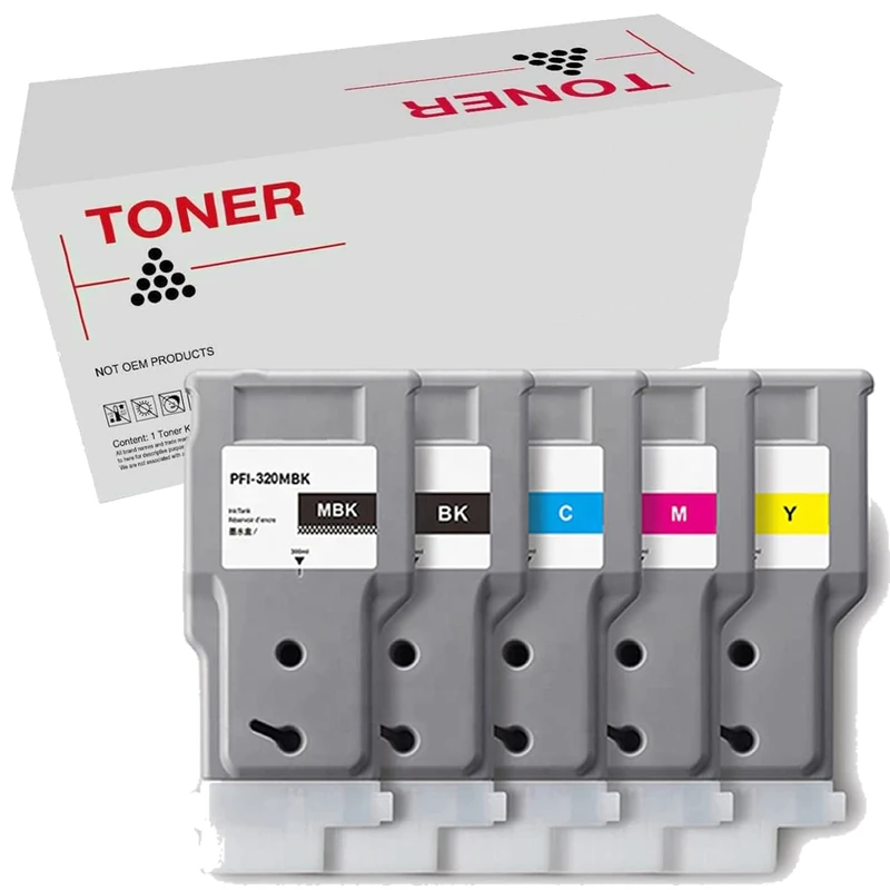 PFI320 2889C001 2890C001 2891C001 2892C001 2893C001 Pack of 5 Pigmented Ink Cartridges Compatible with Canon PFI320
