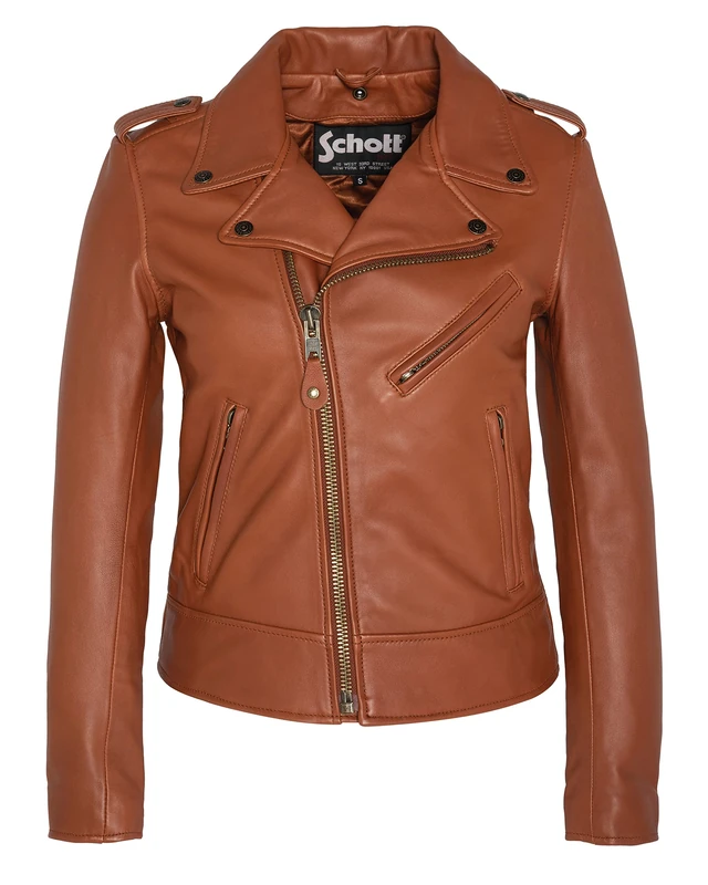 Schott NYC LCW1601D Women's Jacket, Cognac, XL, Cognac, XL