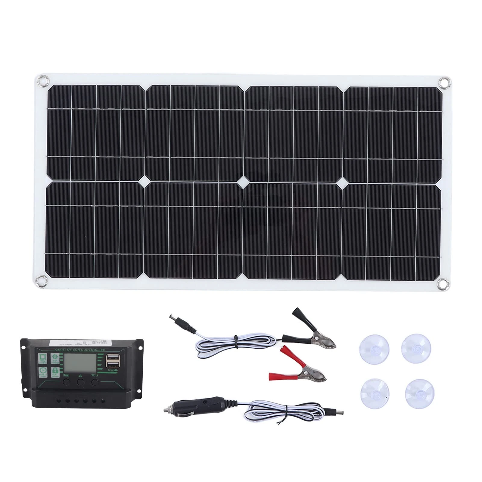 CUEI Solar Panel Kit, 250W 12V/24V Waterproof Portable Solar Panel Starter Kit with 250W Monocrystalline Solar Panel + 10A Charge Controller for RV, Car, Boat, Trailer, Marine, Home & Camping