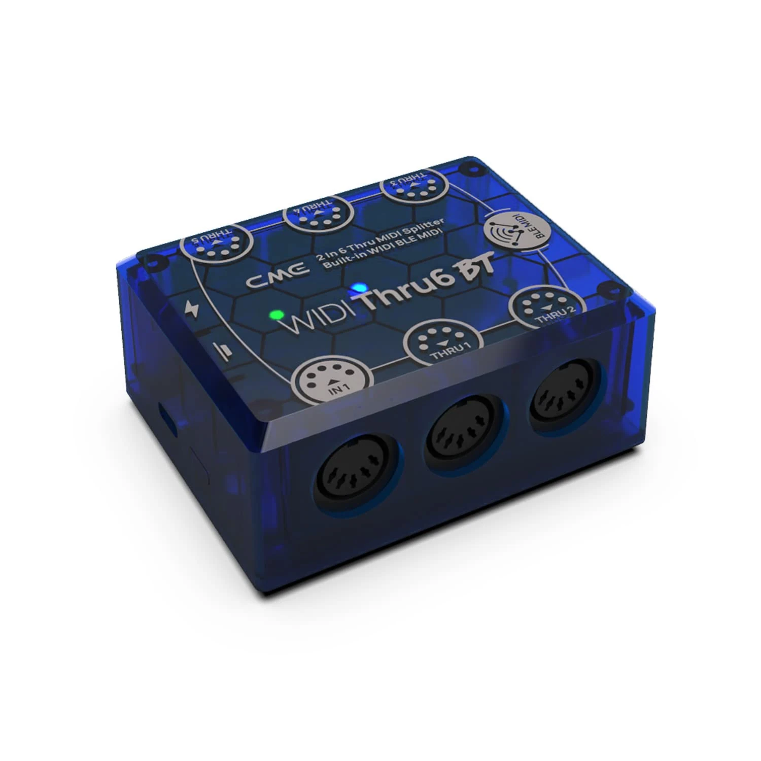 CME WIDI Thru6 BT - 2-in-6-out MIDI Thru/Split with 5-pin DIN and Bluetooth MIDI - future-proof technology, high-speed transfer of all MIDI data, extreme accuracy for all MIDI devices
