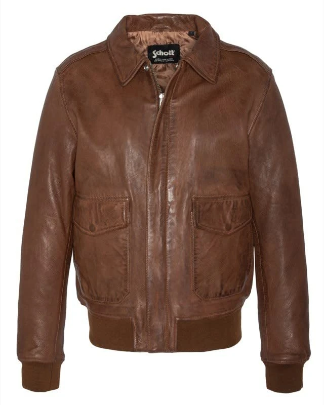Schott NYC LCFLIGHTWX Men's Jacket, Cognac, S, Cognac, S