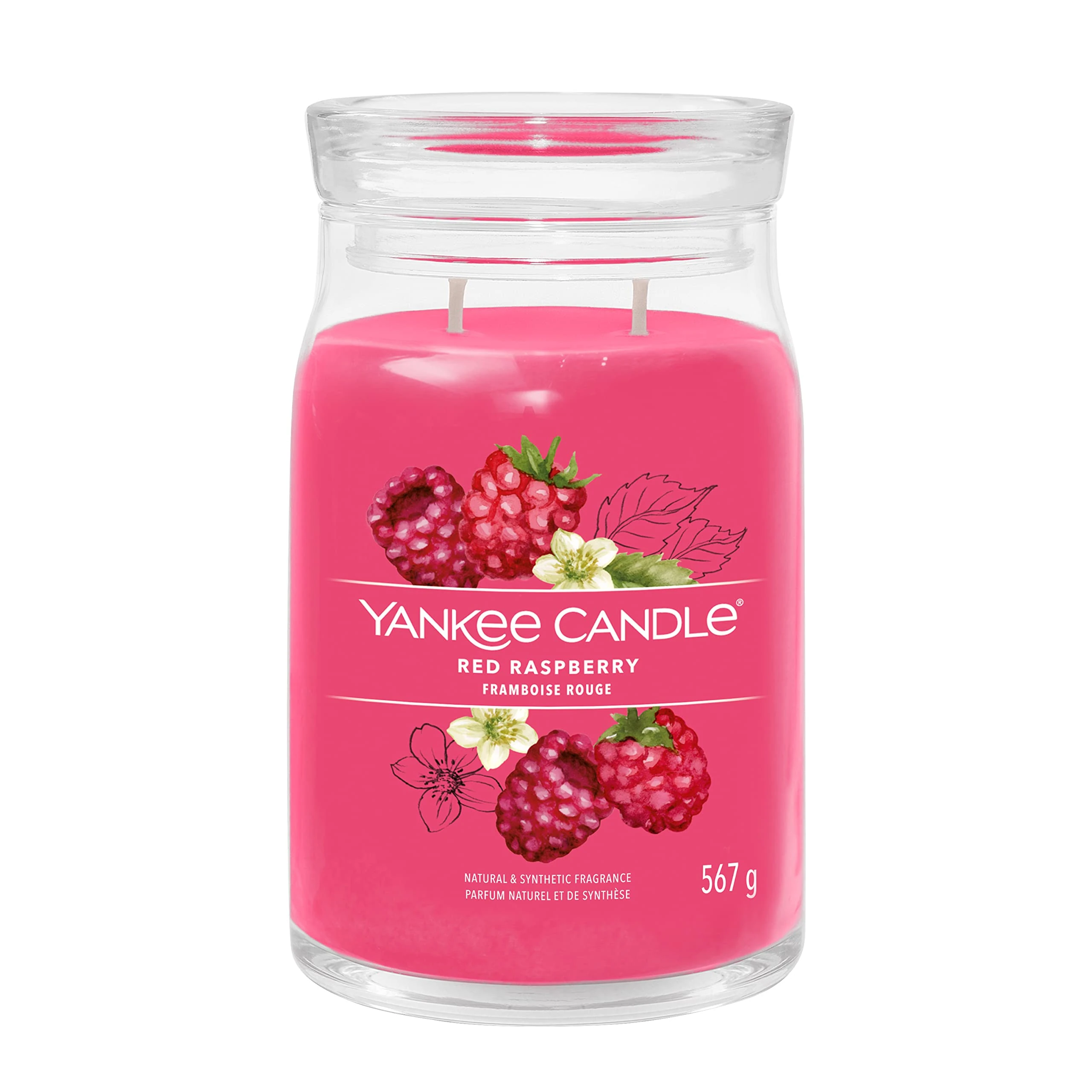 Yankee Candle Signature Scented Candle | Red Raspberry Large Jar Candle with Double Wicks | Soy Wax Blend Long Burning Candle