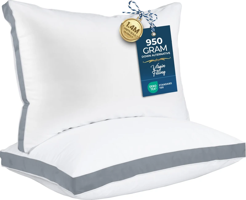 Utopia Bedding Bed Pillows for Sleeping Standard Size (Grey), Set of 2, Cooling Hotel Quality, Gusseted Pillow for Back, Stomach or Side Sleepers - Image 1