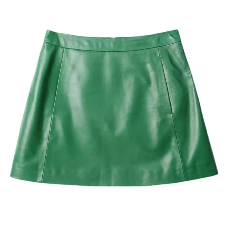 Women Sexy Mini Skirt Leather Skirt Women High Waist Skirt Spring Autumn Slim Skirt for Clubwear (Color : Green, Size : S)
