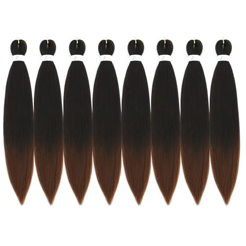 Pre Stretched Braiding Hair 14 Inch Braiding Hair 6 Packs Yaki Texture Hot Water Setting Synthetic Fiber Braiding Hair Extension Crochet Twist Braids (14inch,1B/30#)