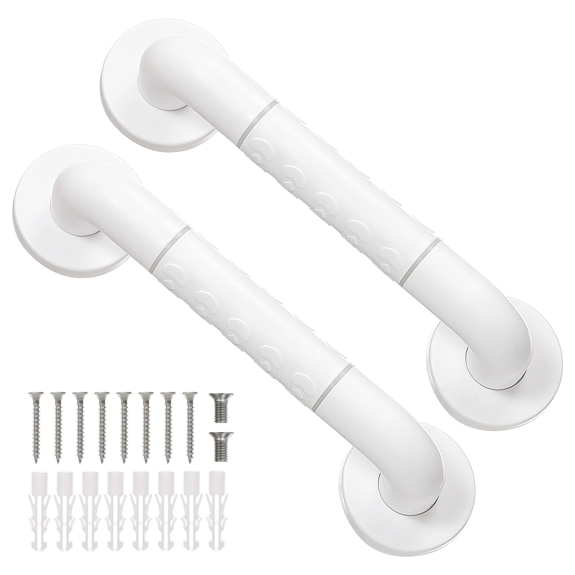 Fanwer 2 Pack Anti Bathroom Grab Rail,White Stainless Steel Shower Hand Rail,Safety Hand Rail Support for Elderly, Children and Disability