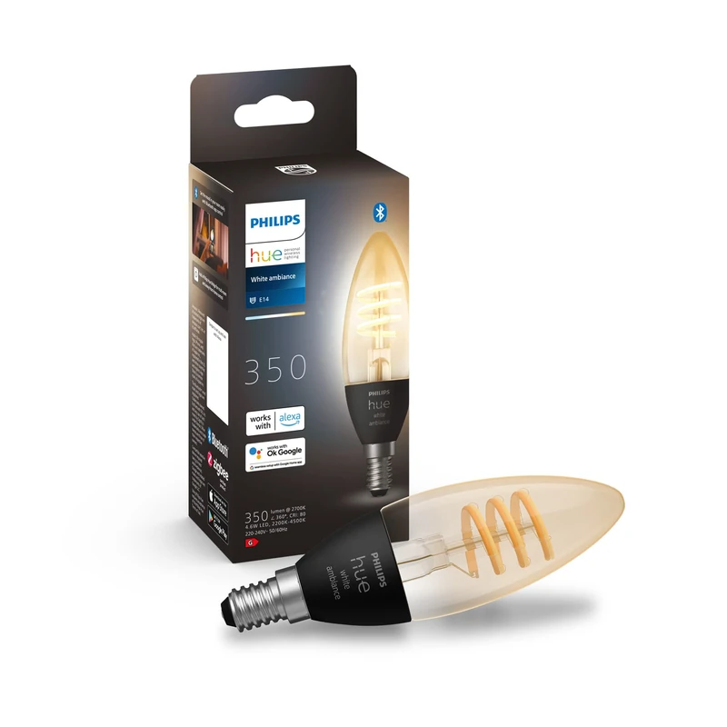Philips Hue Filament Candle Light Bulb, E14 Small Edison Screw