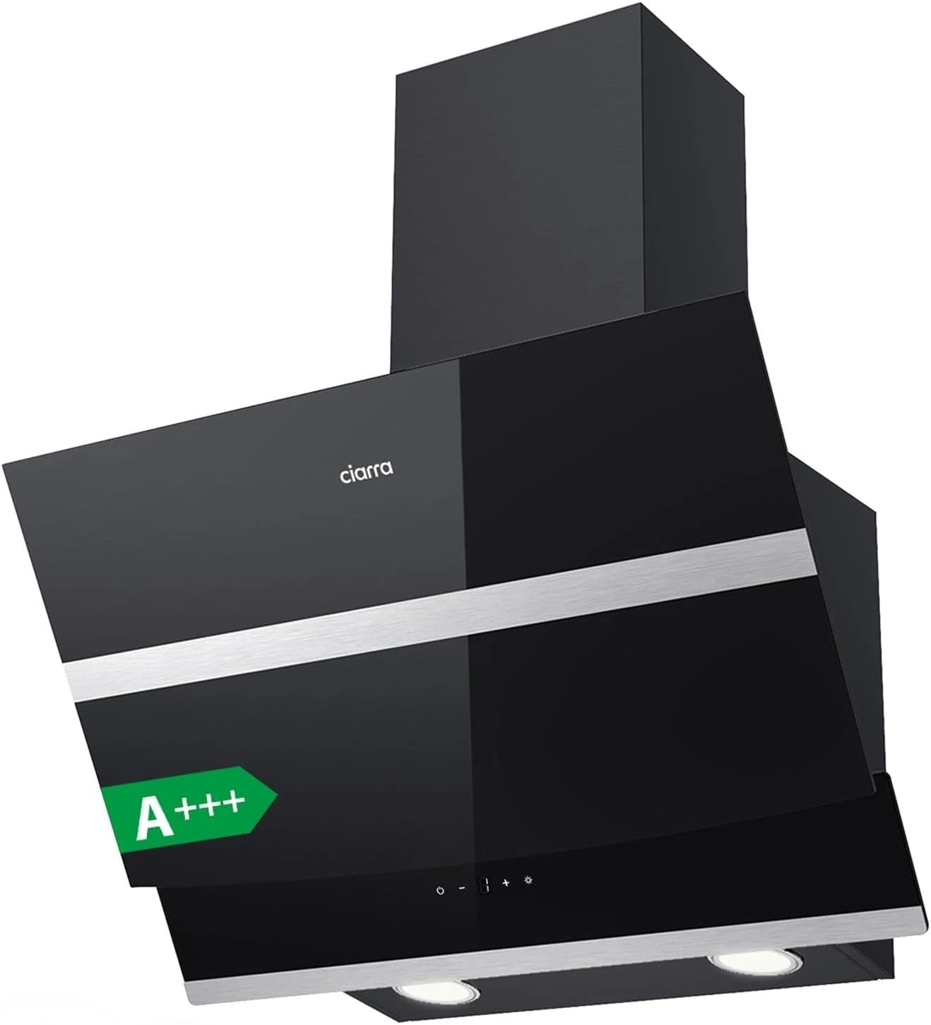 CIARRA' 60 cm Angle Cooker Hood Chimney Extractor Hood with LED and Recirculating & Ducting System Wall Mounted Range Hood 600 mm Extractor Fan - CBCB6736N,Black