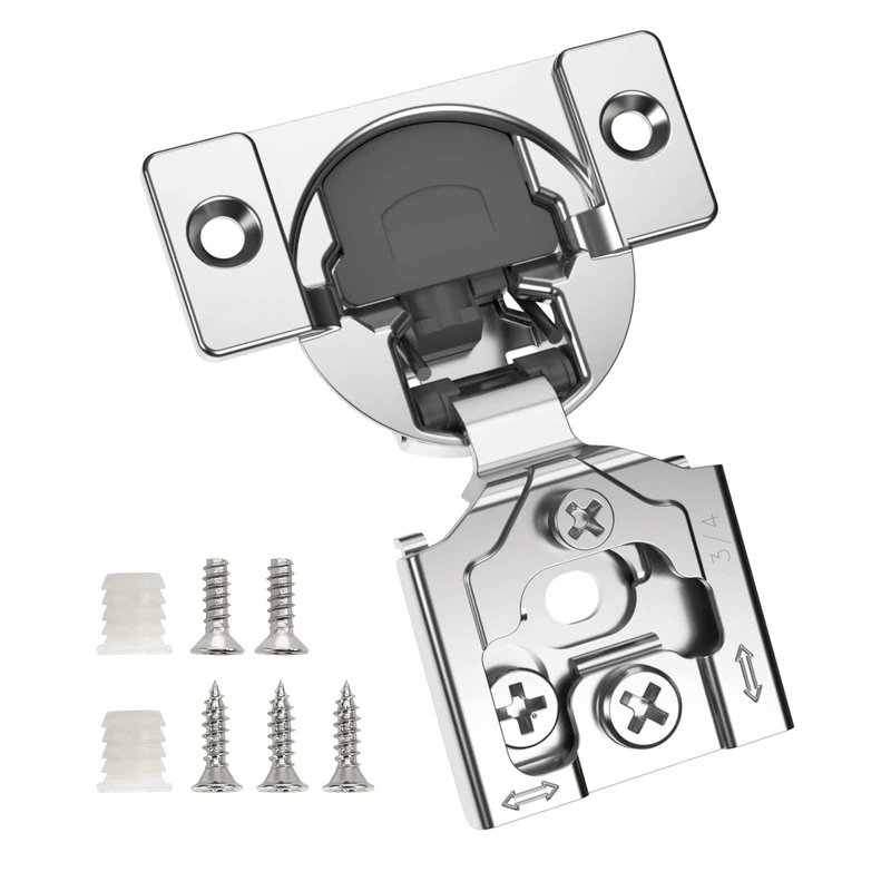 Chibery 50 Pack 3/4" Overlay 3D Soft Close Concealed Hinge for Face Frame Door, Satin Nickel, Hidden 105° Open Angle Stainless Steel Hinge for Kitchen Cabinet Door