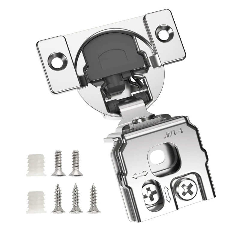 Chibery 50 Pack 1-1/4" Overlay 3D Soft Close Concealed Hinge for Face Frame Door, Smooth Slow Self Closing Hinges, Satin Nickel, Hidden 105° Open Angle Stainless Steel Hinge for Kitchen Cabinet Door