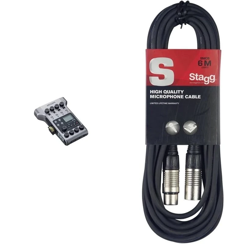 Zoom P4 PodTrak - Podcasting Mixer and Interface & Stagg SMC6 6 metre standard microphone cable