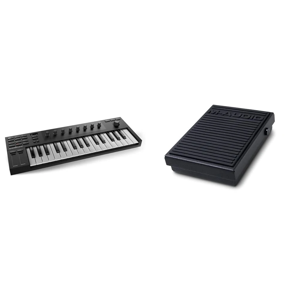 NATIVE INSTRUMENTS Komplete Kontrol M32 Controller Keyboard & M-Audio SP-1 - Universal Sustain Pedal for MIDI Keyboards, Digital Pianos, Electric Pianos & More