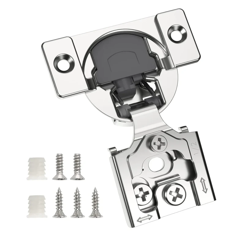 Chibery 50 Pack 1/2" Overlay 3D Soft Close Concealed Hinge for Face Frame Door, Smooth Slow Self Closing Hinges, Satin Nickel, Hidden 105° Open Angle Stainless Steel Hinge for Kitchen Cabinet Door
