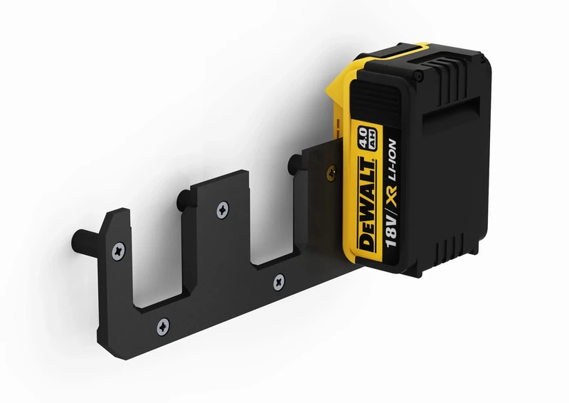 NewGround Designs Battery Wall Mount Suitable for DeWalt 18 V / 14.4 V Batteries, Battery Holder, Wall Mount for 3 Batteries, Made in Germany (3 Batteries)
