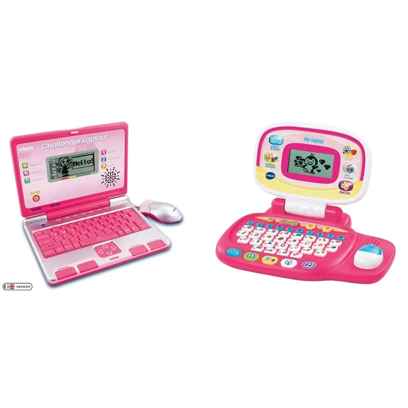 VTech Challenger Kids Computer, Pink, Educational Toy with Vocabulary, Maths & French Learning Games, 2 Player Fun Laptop
