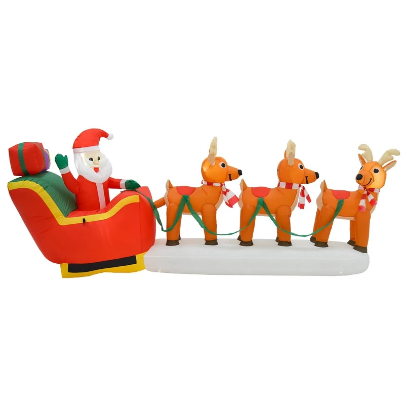 Mr Crimbo 4ft x 10ft Inflatable Santa Sleigh & 3 Reindeers