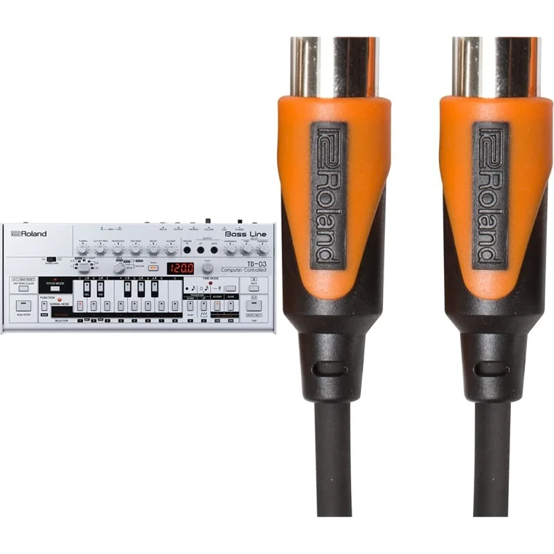Roland Tb-03 Boutique Bass Line Synthesizer & Rmidi-B3 Black Series Midi Cable. Straight Din Connectors, 3Ft / 1M Length.