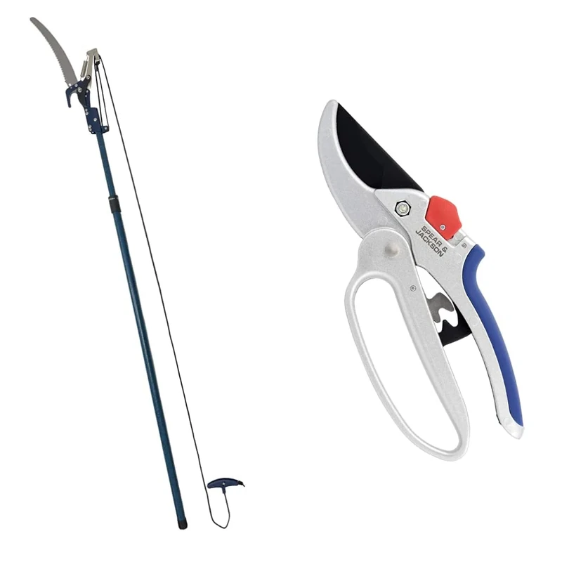 Spear & Jackson 4935TP Razorsharp Lightweight Telescopic Tree Pruner & 6758GS Razorsharp Geared Anvil Secateurs