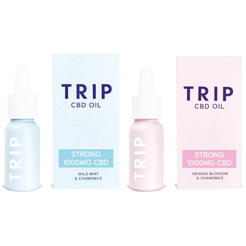 Double Down CBD Oil Pack - TRIP CBD Oil 1000 mg: Orange Blossom (Pack of 1 x 15 ml) & Wild Mint (Pack of 1 x 15 ml) - Image 1