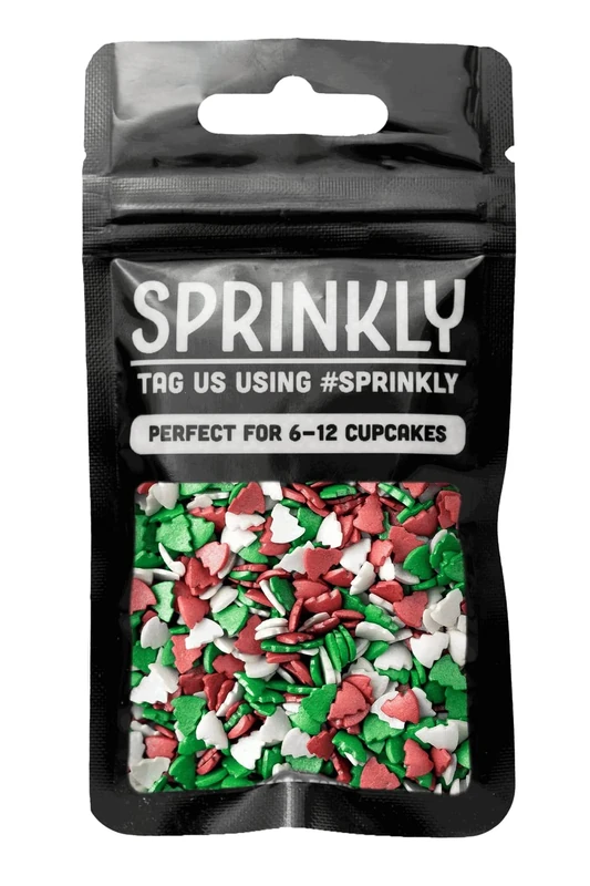 SPRINKLY - Sprinkle Shapes - Red, White & Green Christmas Trees - 25g