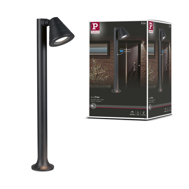Paulmann Trian 94735 LED Outdoor Bollard Light IP44 Round 600 mm Max. 35 W 230 V Anthracite Aluminium Without Bulb GU10 - Image 1