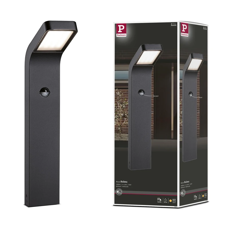 Paulmann 94747 LED outdoor luminaire bollard light Kulma motion sensor seawater resistant IP44 500mm 3000K 7.5W 500lm 230V anthracite aluminium warm white