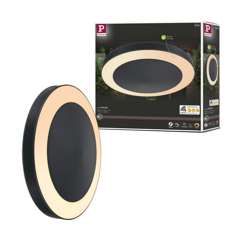 Paulmann 94525 LED outdoor luminaire Smart Home Zigbee ceiling luminaire Circula IP44 dusk/motion sensor Tunable Warm 14W outdoor 3000K