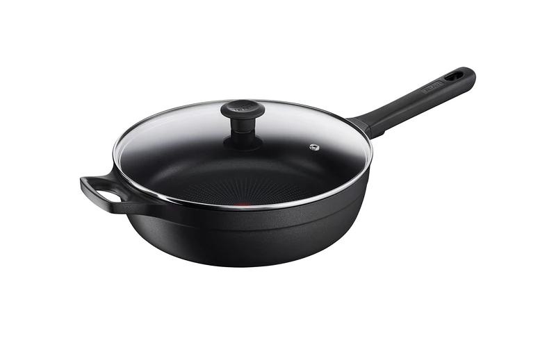 Tefal G61237 Trattoria Pro Sauté Pan 28 cm with Lid | Cast Aluminium | Safe Non-Stick Coating | Thermal Signal Temperature Indicator | Suitable for All Hobs | Suitable for Induction Cookers | Black