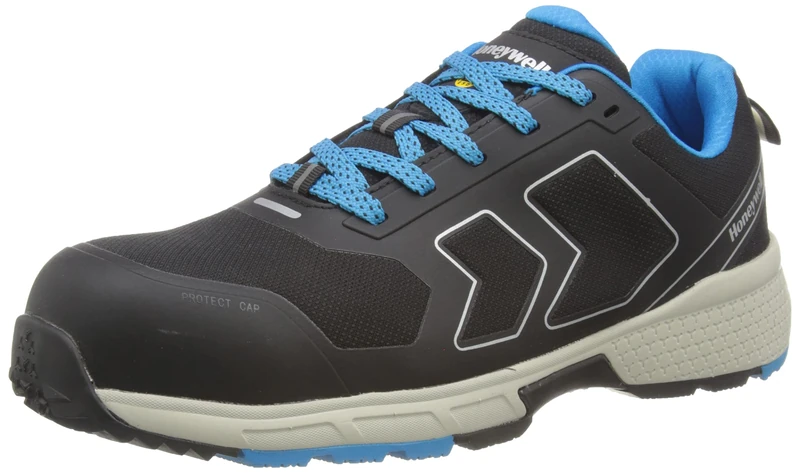 Honeywell Agile Runner S3 Industrial Safety Shoes for Men & Women, Low-Cut Style, 3D Mesh Lining, Rubber Outsole, Wear-Off Indicators, Blue, Size 3.5 UK, 6250123-36