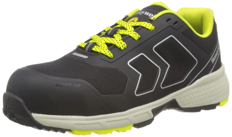 Honeywell Agile Runner S3 Industrial Safety Shoes for Men & Women, Low-Cut, Lighter Composite Fiberglass Toecap, 3D Mesh Lining, EVA Midsole, Rubber Outsole, Yellow, Size 5 UK, 6250122-38