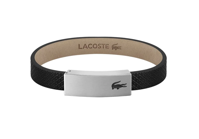 Lacoste Men's PORT Collection Leather Bracelet Embellished with petit piqué pattern - 2040110