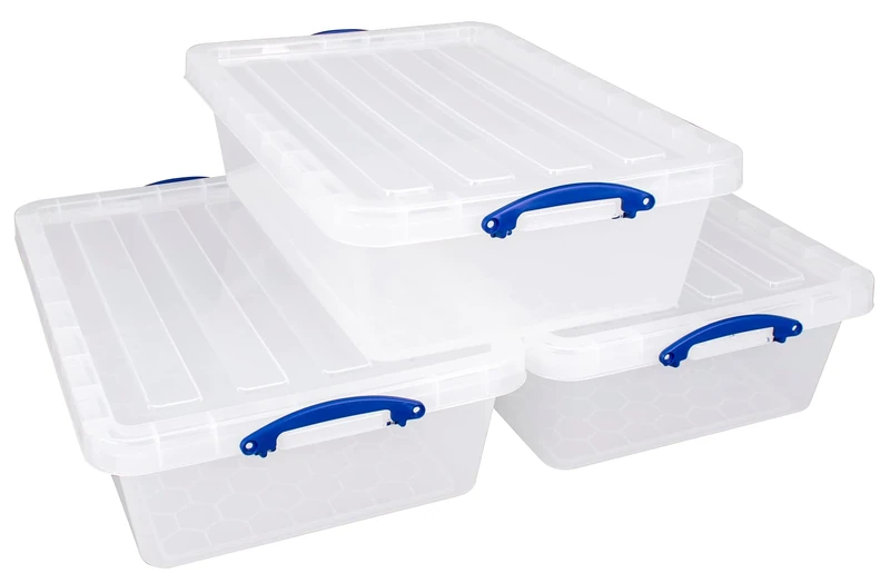 Really Useful Plastic Storage Box 47 Litre Clear (Pack of 3)