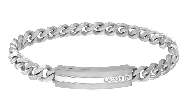 Lacoste Men's ADVENTURER Collection Chain Bracelet in Stainless Steel with an Engraved Plaque - 2040091