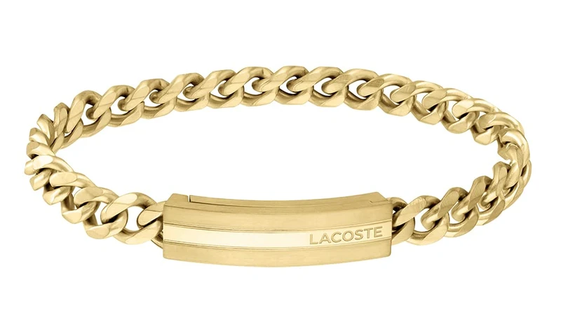 Lacoste Men's ADVENTURER Collection Chain Bracelet in Yellow Gold with an Engraved Plaque - 2040092