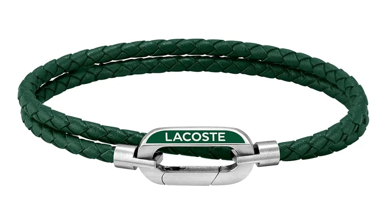 Lacoste Men's STARBOARD Collection Bracelet with Double-Wrap Braided Green Leather - 2040111