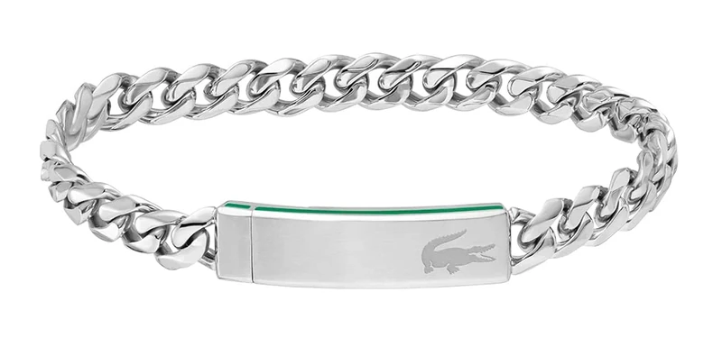 Lacoste Men's BASELINE Collection Chain Bracelet in Stainless Steel with an Engraved Plaque - 2040081