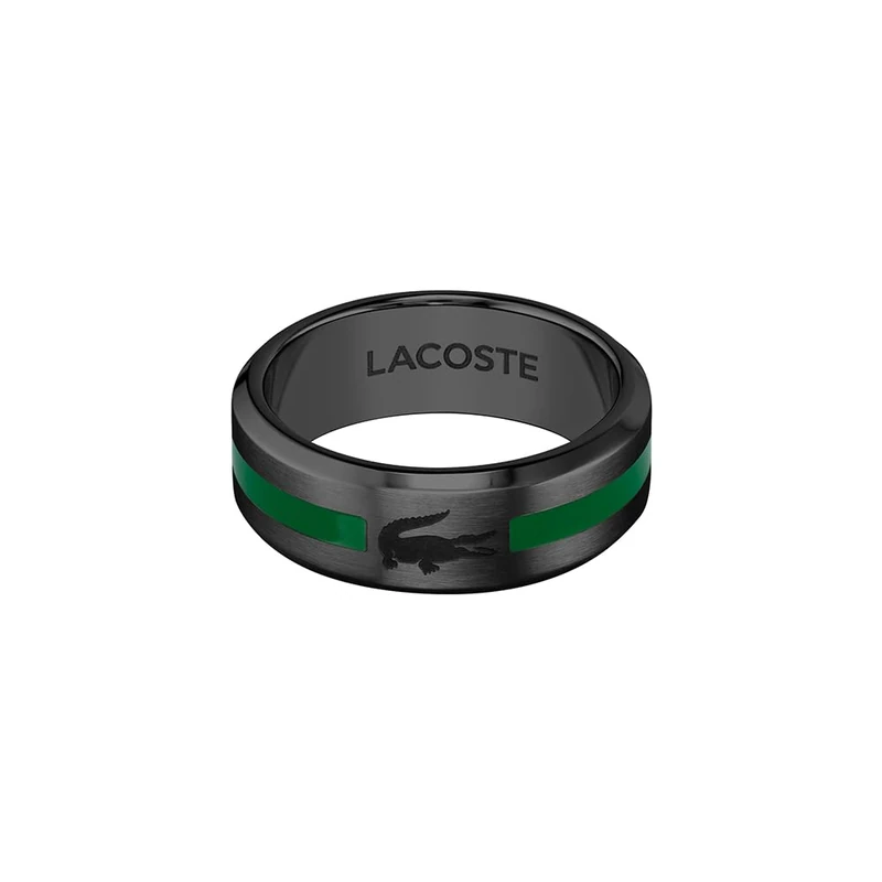 Lacoste Men's BASELINE Collection Ring with Black Ion Plating (IP) - 2040084H