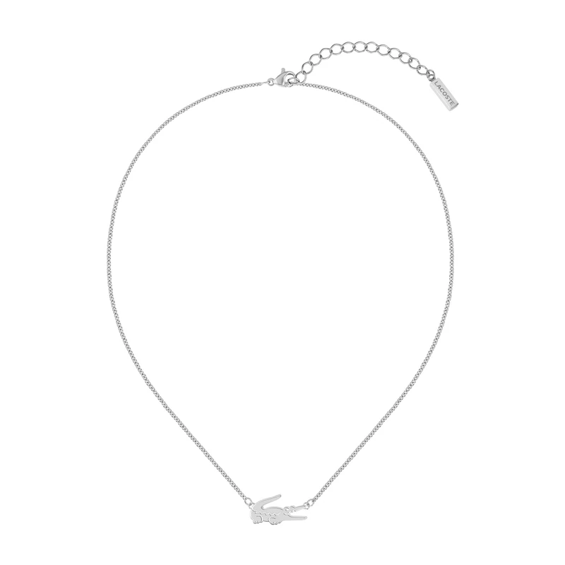 Lacoste Women's CROCODILE Collection Pendant Necklace available in silver, yellow gold or carnation gold