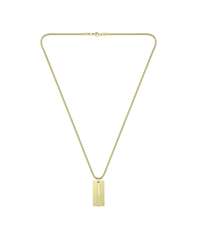 Lacoste Men's ADVENTURER Collection Necklace in Yellow Gold with an Engraved Plaque - 2040090