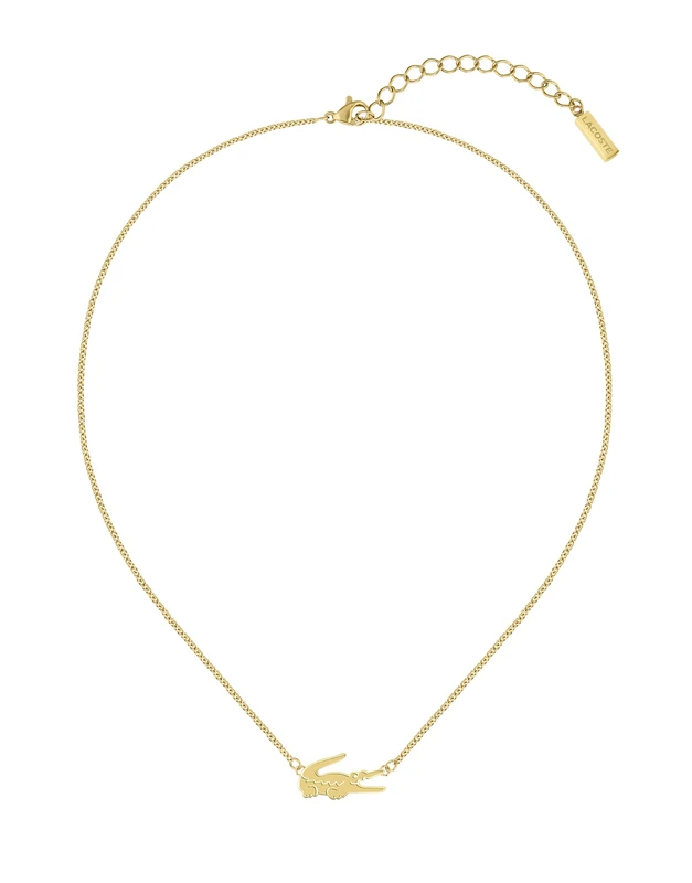 Lacoste Women's CROCODILE Collection Pendant Necklace available in silver, yellow gold or carnation gold