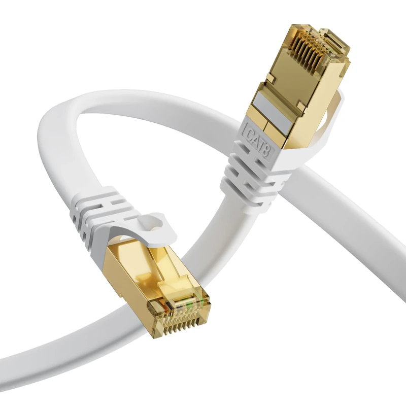Aouensly Cat8 Ethernet Cable,10M High Speed Flat Lan Network Cable, 40Gbps 2000MHz Long Internet Cable with Gold-Plated RJ45, Internet Cord for Gaming, Streaming, Router, Modem, PC, Printer