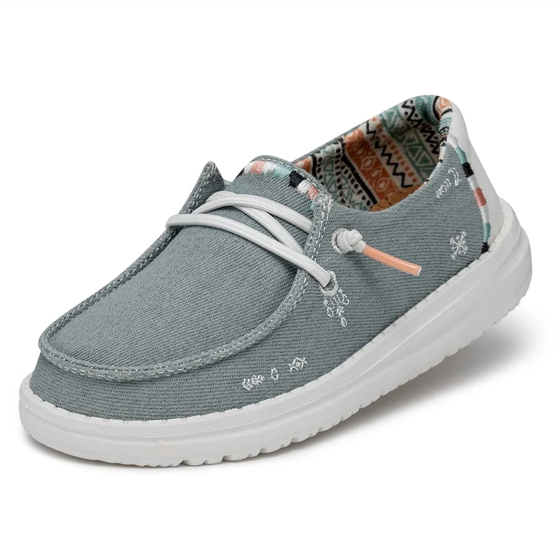 Hey Dude Wendy Youth Boho Moc Toe Shoes, Light Denim, 1 UK Child - Image 1